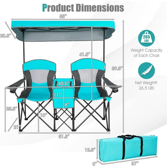 Camping Chair with Adjustable Shade Canopy