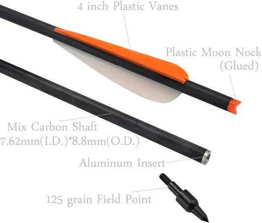 12 Piece Crossbow Bolts Carbon Arrows