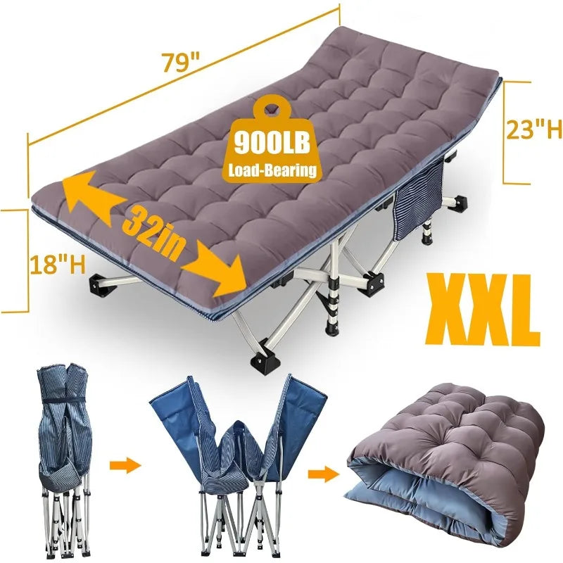 2 Pack XXL Camping Cot with Mattress Comfortable Sleeping cots for Adults with Carry Bag