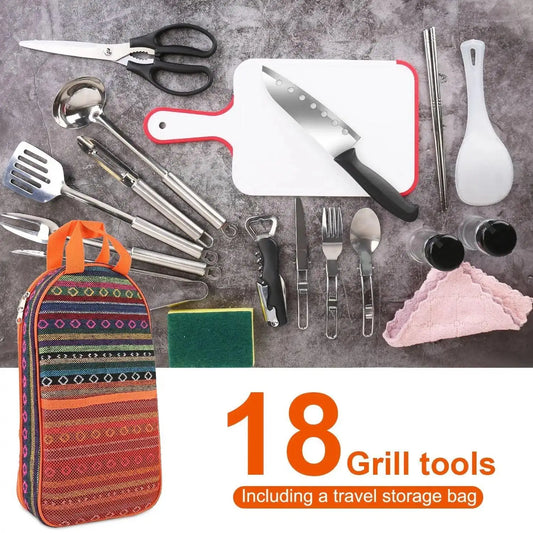 19pcs camping cooking kit