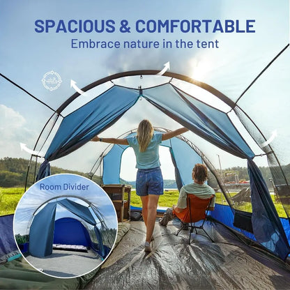 8 Person Camping Tent with Large Porch