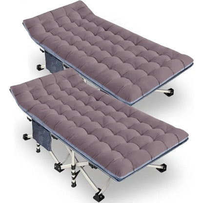 2 Pack XXL Camping Cot with Mattress Comfortable Sleeping cots for Adults with Carry Bag