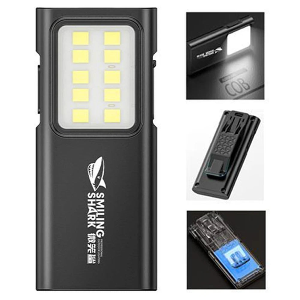 LED Mini Work Light with Clip Pocket Floodlight USB Rechargeable Emergency Camping Light for Outdoor Running Hiking
