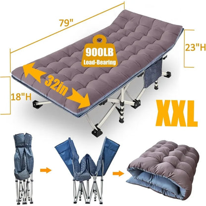 2 Pack XXL Camping Cot with Mattress Comfortable Sleeping cots for Adults with Carry Bag