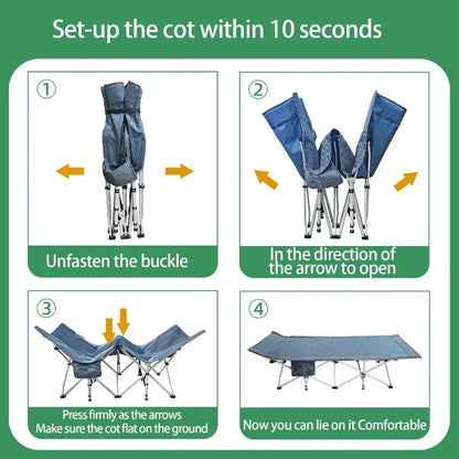 2 Pack XXL Camping Cot with Mattress Comfortable Sleeping cots for Adults with Carry Bag