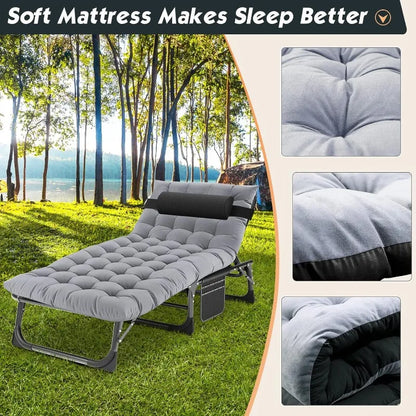 Portable Folding Cot with Mattress